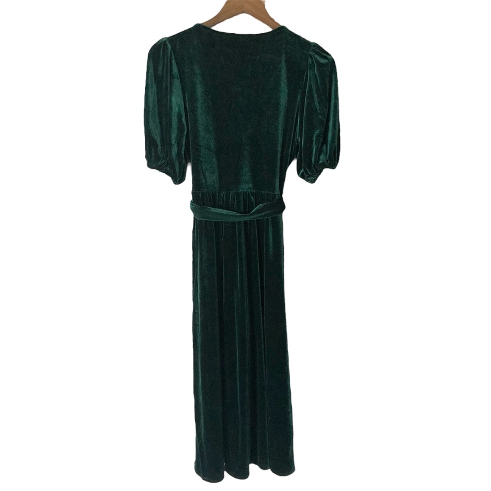 DISTURBIA  Zarina Velour Applique Midi Wrap Dress Emerald Green NWT - Picture 4 of 12